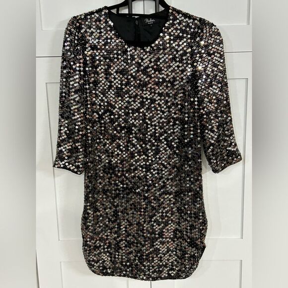 Parker Black Metallic Sequin Shift Dress – Size 0 - EUC - Picture 2 of 7